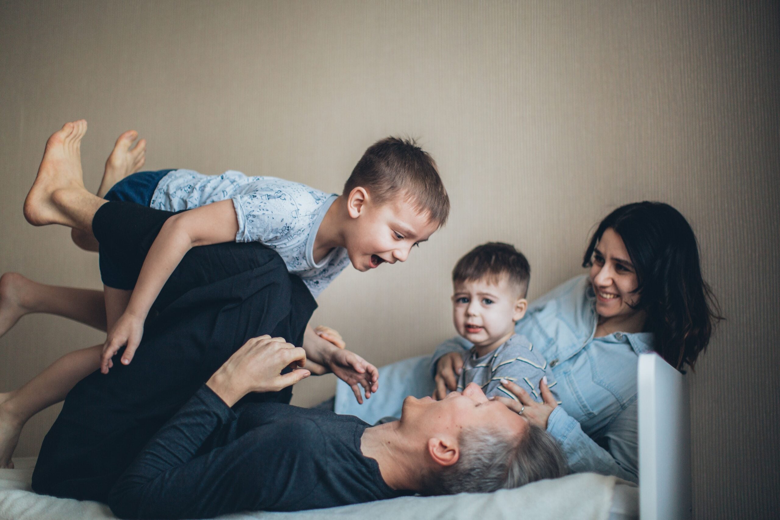 British family spending time together after moving abroad with children